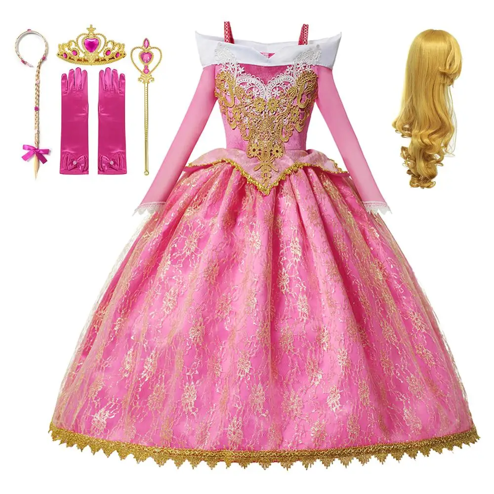 

Красивое платье принцессы для сна, Великолепный костюм для вечеринки, длинное платье с длинным рукавом для косплея для девочек, подарок на Х...