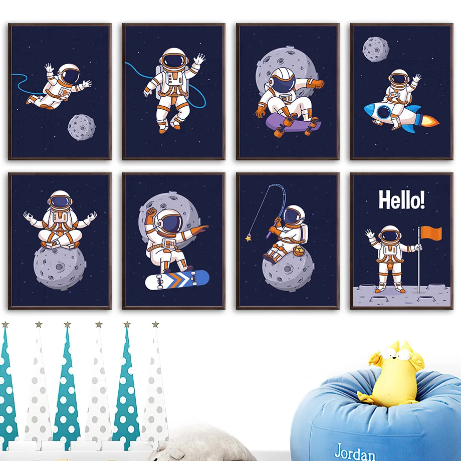 

Space Planet Rocket Astronaut Star Nursery Wall Art Canvas Painting Nordic Poster And Prints Wall Pictures Baby Kids Room Decor