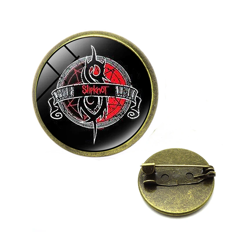 Dropshipping Fashion Rock Band Slipknot Brooches Women Men Glass SLIPKNOT Badges Dome Pins Hip Hop Jewelry CC Brooch | Украшения и