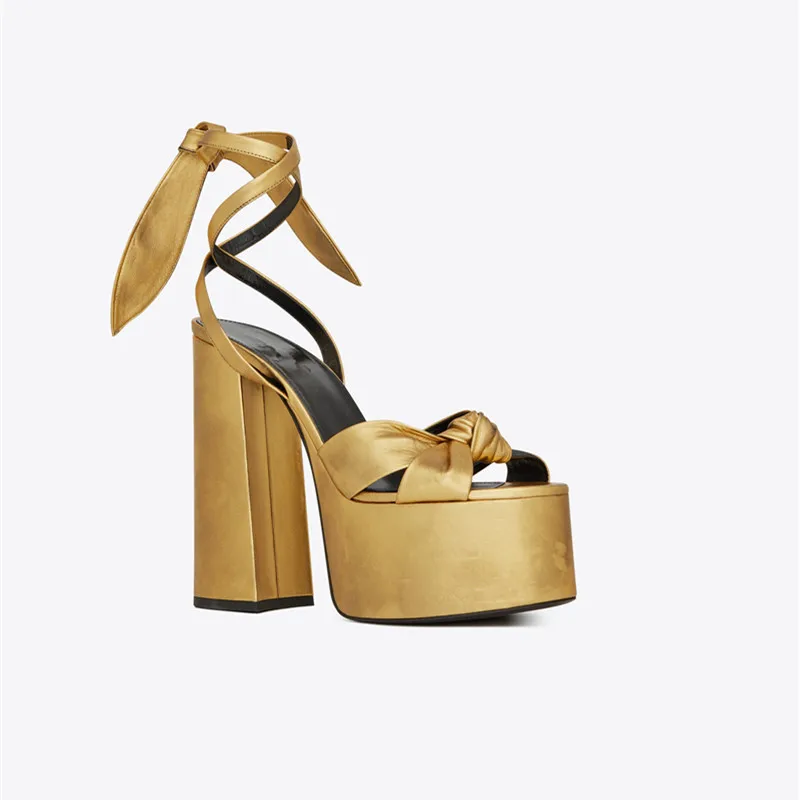 

New Printing Women's Sandals High Platfrom Chunky Heels Shoes Summer Peep Toe Ankle Strap High Heels Party Shoes Sandalia