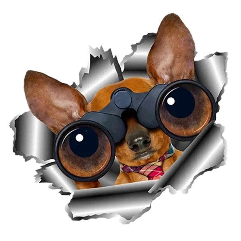 

S50097# 13/15/17CM Personality PVC Decal 3D Torn Metal Dachshund Car Sticker on Motorcycle Laptop Decorative Accessories