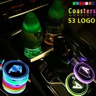 Светодиодсветильник подсветка для стаканов с логотипом автомобиля, светящиеся подставки для напитков, освещение для BMW 1 3 серии G20 G28 F40 Z4 2019-2020 320i 320Li 325i 325Li