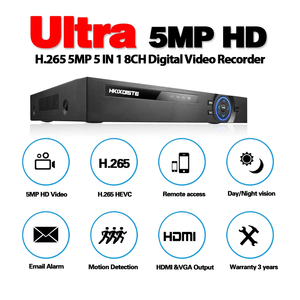 6 in 1 h 265 8ch ahd video hybrid recorder for 5mp4mp3mp1080p720p camera xmeye p2p cctv dvr ahd dvr support usb wifi free global shipping