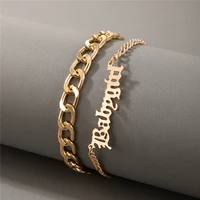 hi man 2 pcsset bohemian mixed simple oval letter anklet women exquisite vintage birthday party jewelry accessories