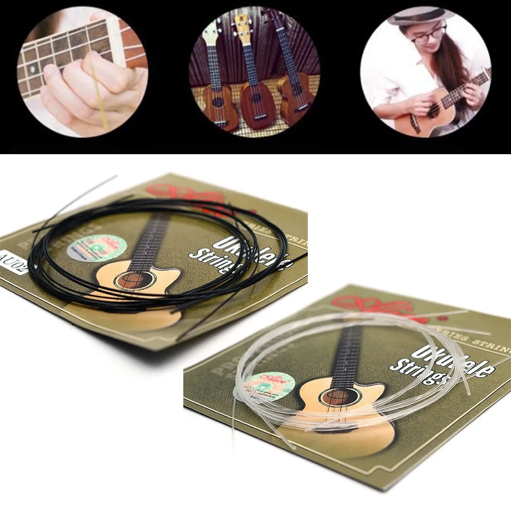 

ALICE AU02 Nylon Ukulele Strings Low Tension Black Transparent Nylon 4 Strings For 21 / 23 / 26 Inch Ukulele Guitar Guitar Parts