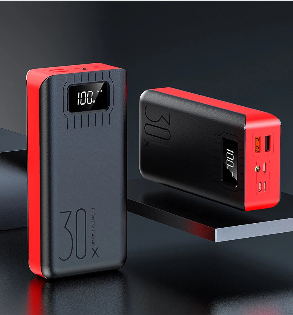 red 30000mah Внешний аккумулятор 30000 мАч Внешний аккумулятор портативное быстрое зарядное устройство для всех смартфонов с зарядным устройством двойной USB водонепроницаемый - Цвет: red 30000mah