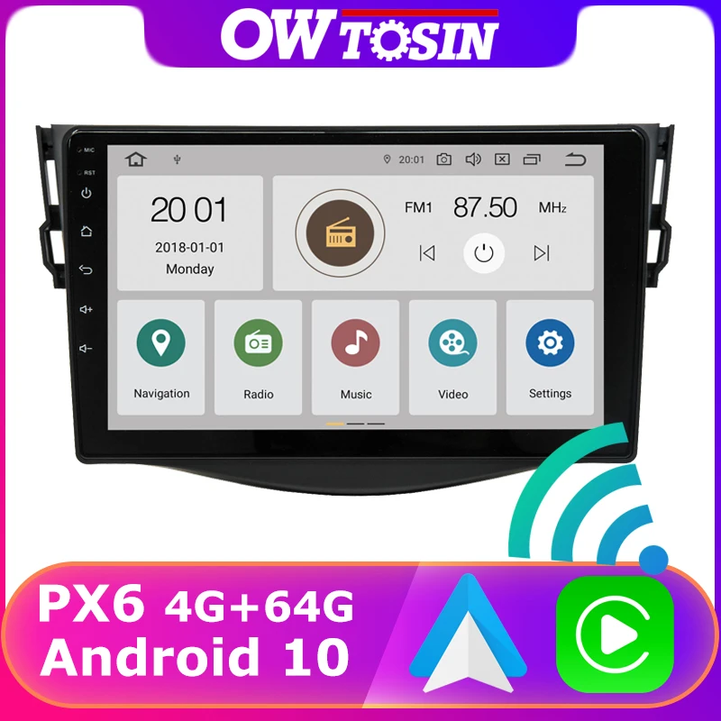 PX6 4G + 64G Android 10 0 радио GPS автомобильный мультимедийный плеер для Toyota RAV4 2006 2012 DSP DAB