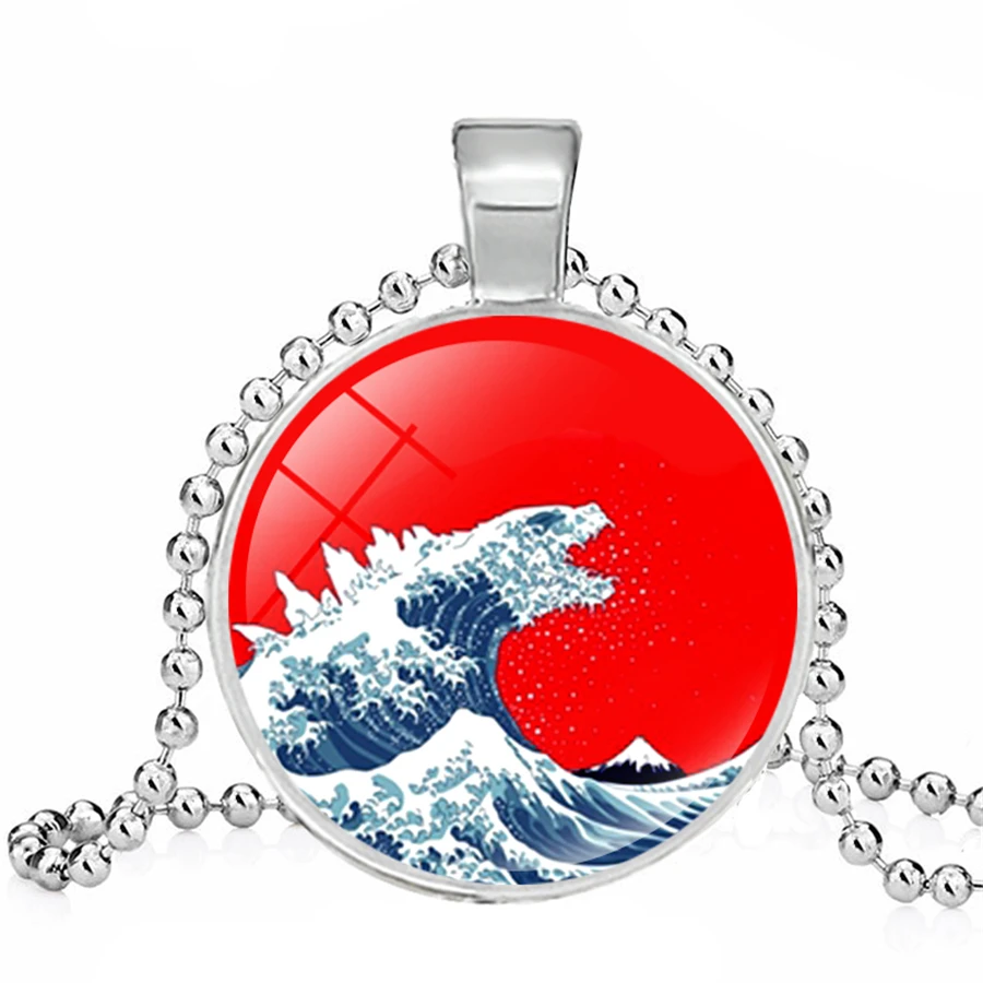 Классический Kanagawa картина серфинг Ожерелье s японский Ukiyo-e искусство синяя