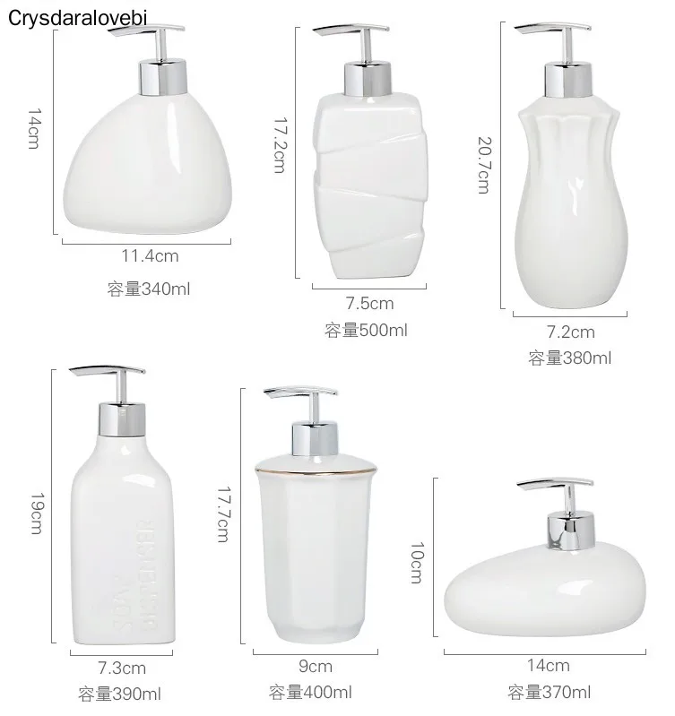 

340-500ml Pure White Ceramic Emulsion Bottle Liquid Soap Dispenser Home Hotel Shampoo Shower Gel Hand Sanitizer Conditioner Bott