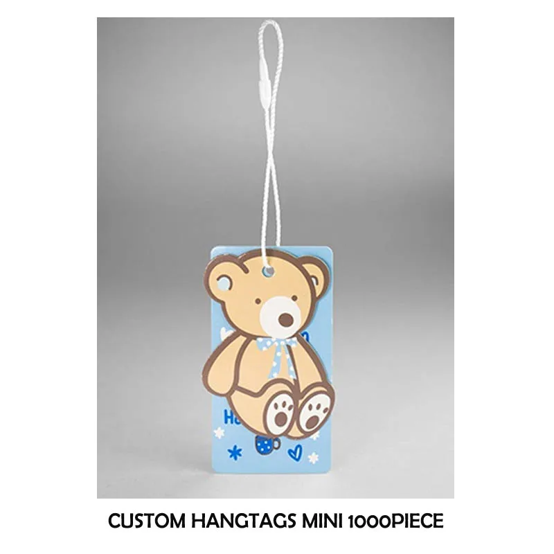 

100set 400g coated paper spot supply bear children's wear Hang Tags with rope colour printing DIY accessories