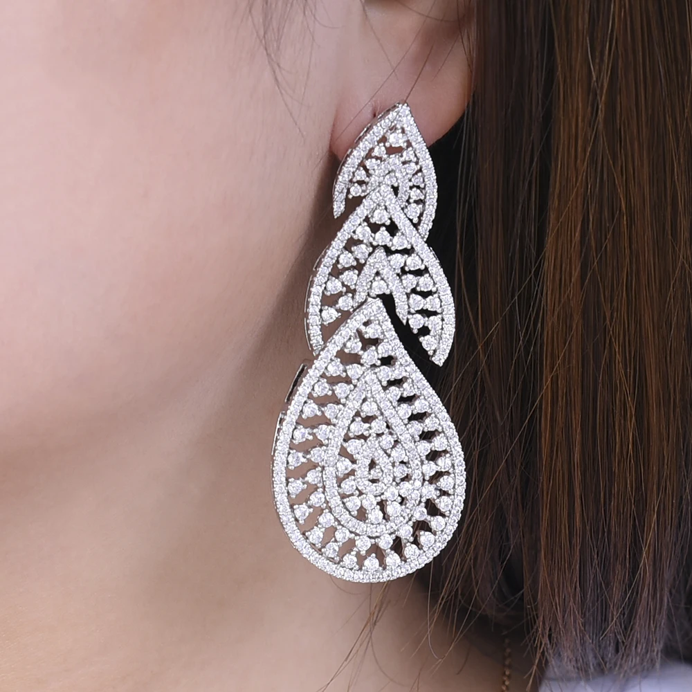 

LARRAURI модные висячие серьги с фианитами для женщин Дубай Африканские свадебные Большие серьги-капли