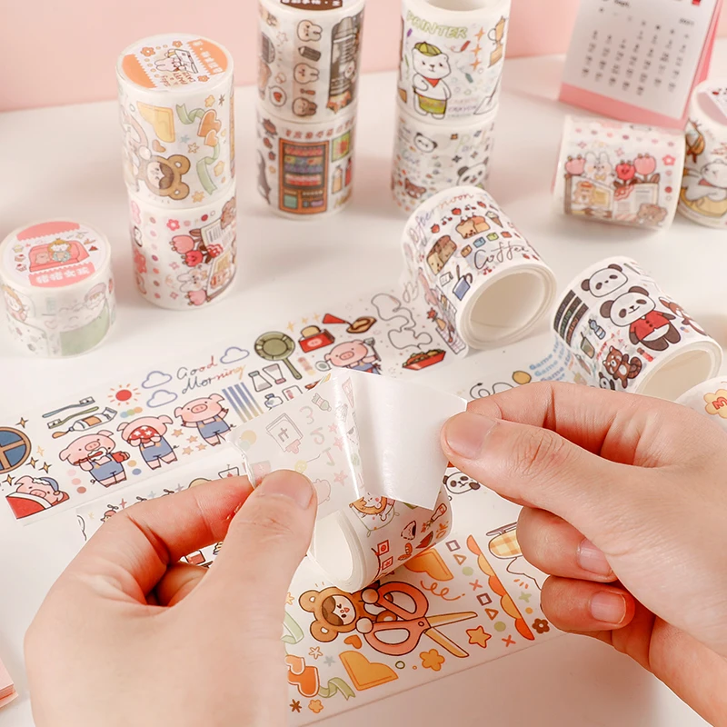 50MM*3M Kawaii Washi Tape Korean Stickers Salt Sweet Cute Cartoon Girlish Bullet Journaling Accessories Scrapbook Deco - купить по