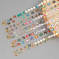 multifunctional mask chain drip oil eye lanyard anti skid glasses chain color soft pottery love letter necklace female