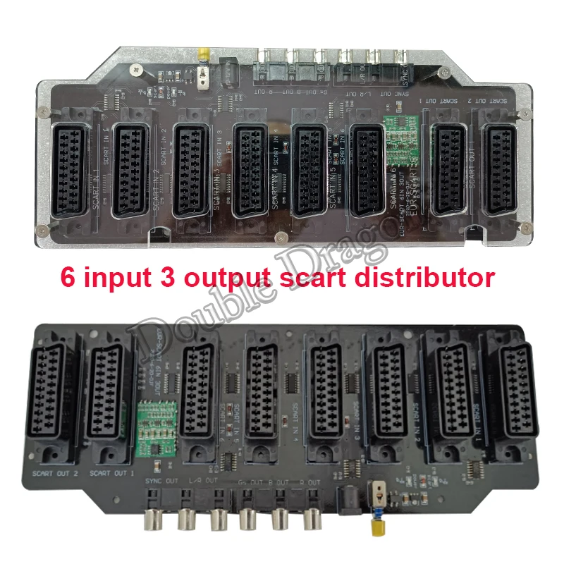 

Acrylic Case EUR Scart Distributor 6 input 3 output Automatic RGBS Video Converter Switcher board for md/sfc/ps123/ss/dc/xbox
