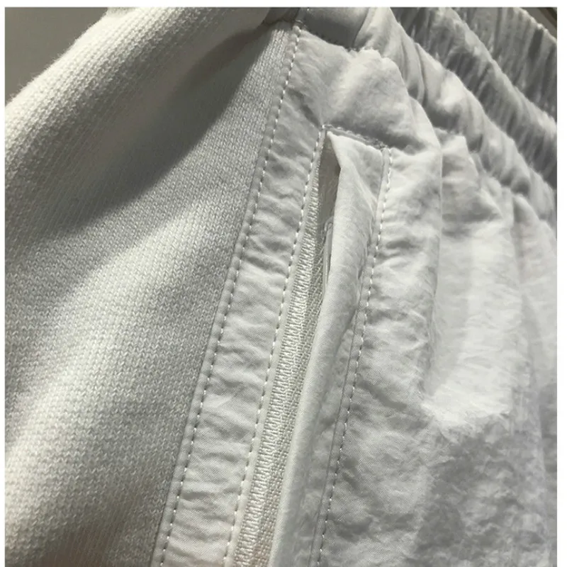 

New Early Autumn 2020 Personality Design Fashion Letter Embroidery Elastic Waist Splicing White Casual Sports Pants Women A2