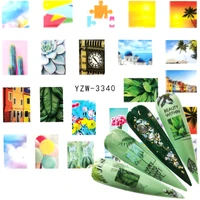 2022 1 pc water nail stickers geometric sunset ethnic style designs sliders for nail decals diy manicure