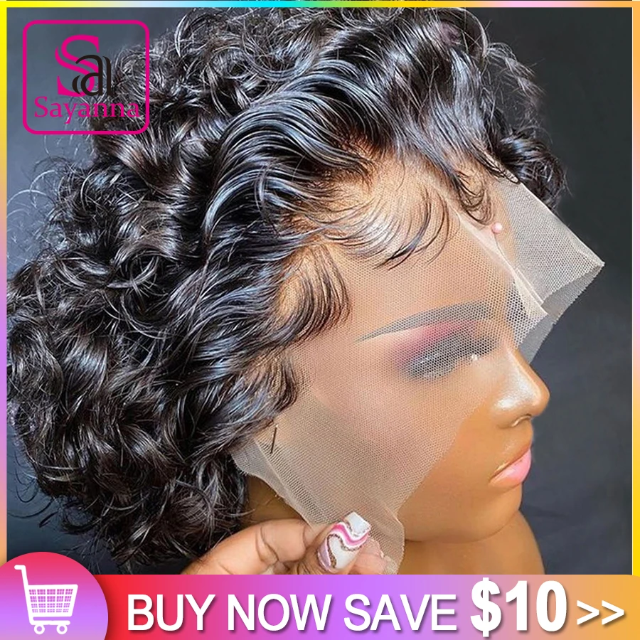 Парик фея парики из человеческих волос плотность 250% Короткие вьющиеся волосы