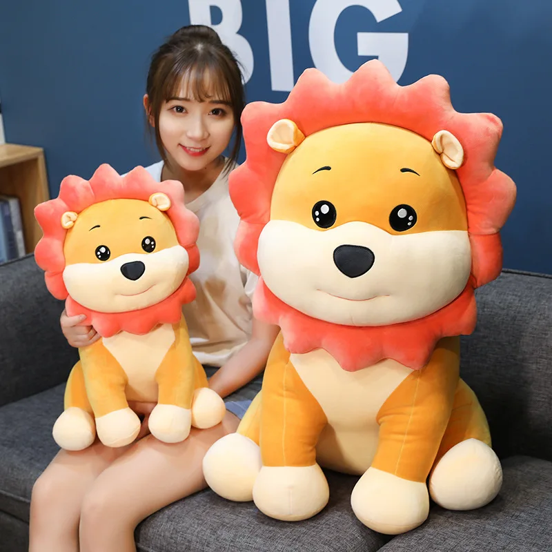 

Cartoon Happy Sitting Lion Plush Stuffed Toy Sofa Cushion Animal Shape Kid Plaything Children Birthday Gift Baby Room Decoration