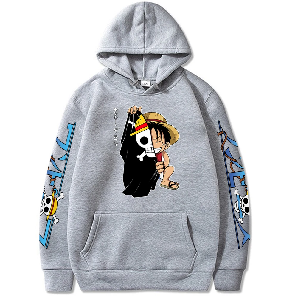 

Japanese Anime One Piece Luffy Print Funny Hooded Woman Men Unisex Top