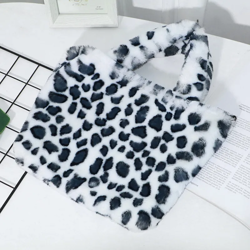 

Fashion Faux Fur Bag Designer Luxury Brand Imitation Fur Printing Handbag Ladies Casual Handbag