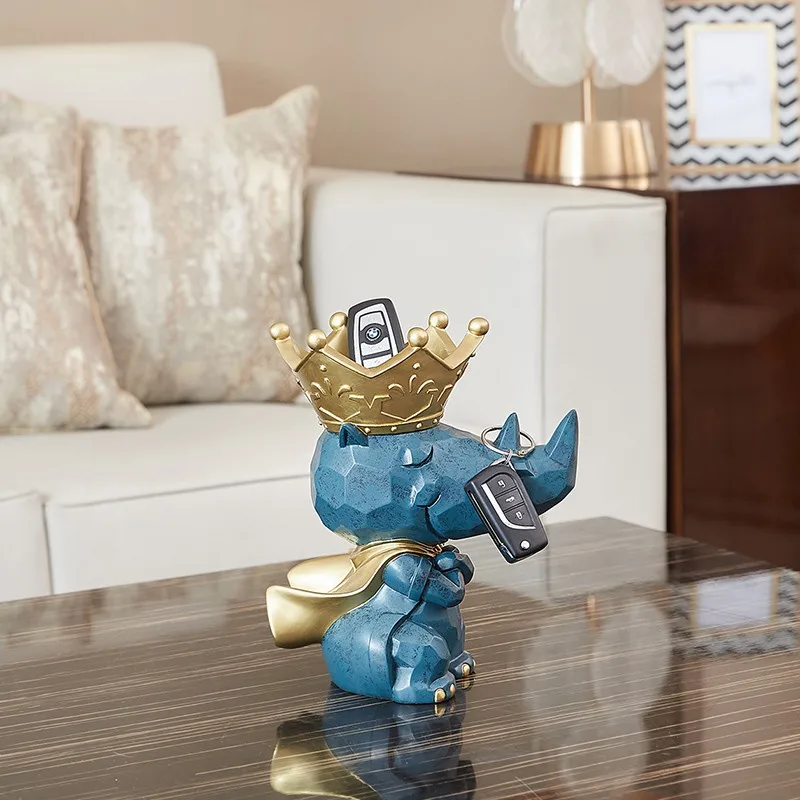 Creative Geometry Rhinoceros Snacks Holder Phone TV Remote Control Key Holder Home Decoration Storage Box Best Gift R2451