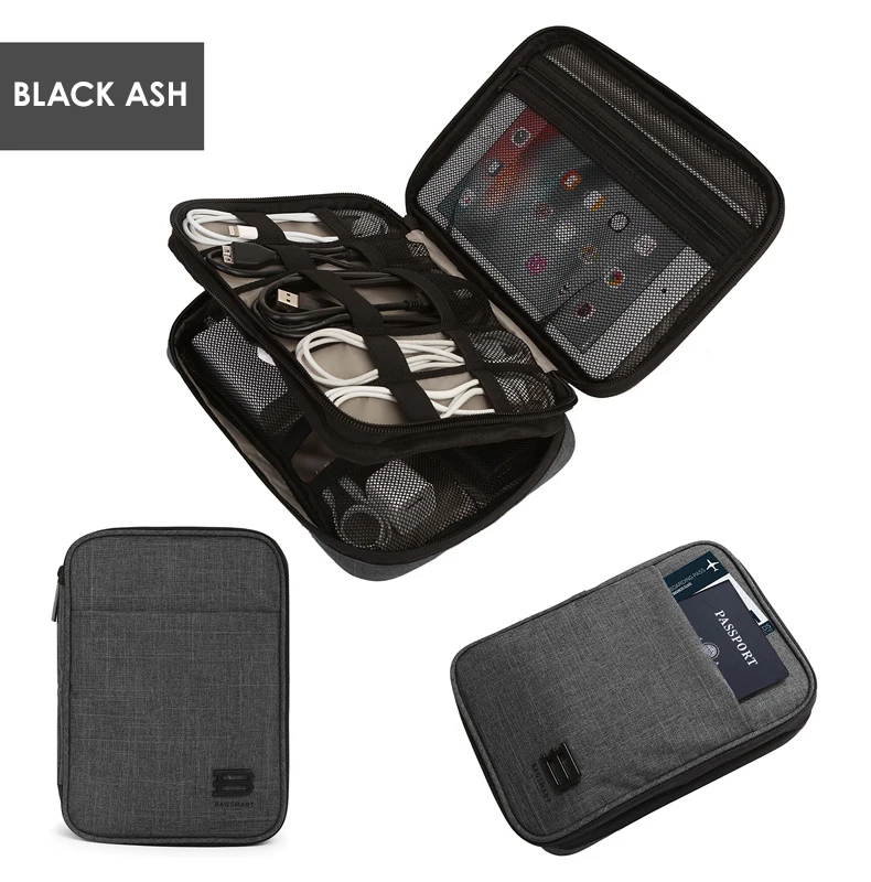 BAGSMART электронные дорожные аксессуары нейлон для sd-карты USB кабель Kindle iPad зарядное устройство портативные аксессуары сумка