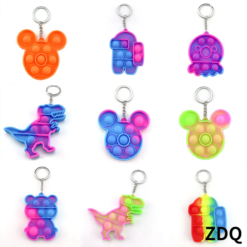 

Fidget Toys Mini Push Pop Bubble Keychain Simple Dimple Antistress Adult Rubber Autism Anti Stress Toys Kids Gifts