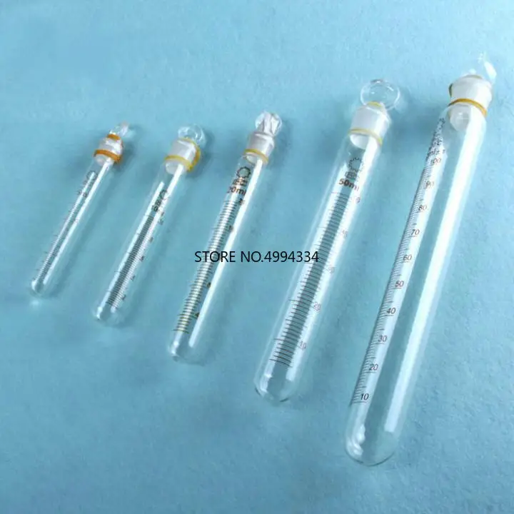 

Free Shipping/20Pcs 10ml Round bottom glass graduated test tube with glass stopper for Lab supplies