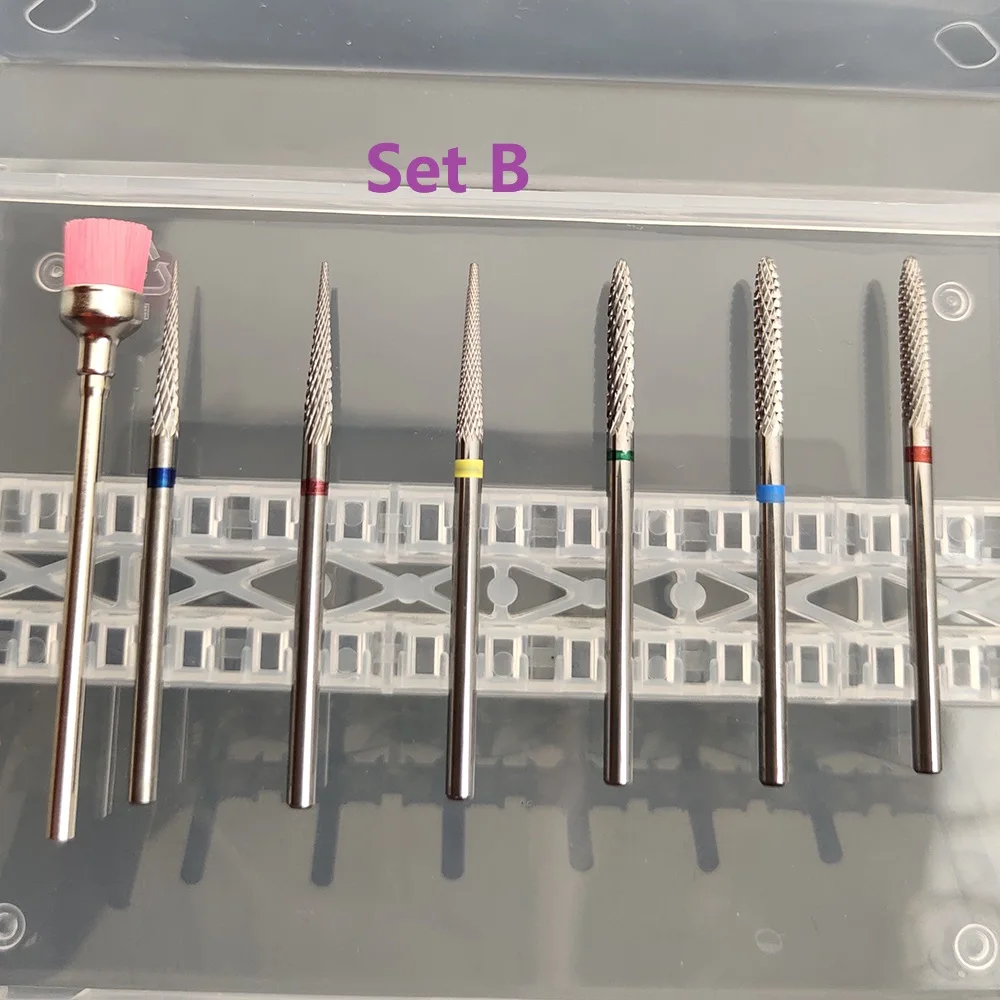 14kinds Box set Safety Tapered Safety Carbide Nail Drill Bits With Cut  Drills Carbide Milling Cutter For Manicure Remove Gel