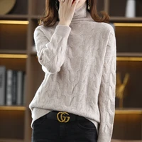 autumn and winter new high neck thick pure wool sweater womens pullover cashmere knit loose wild bottoming shirt long sleeves