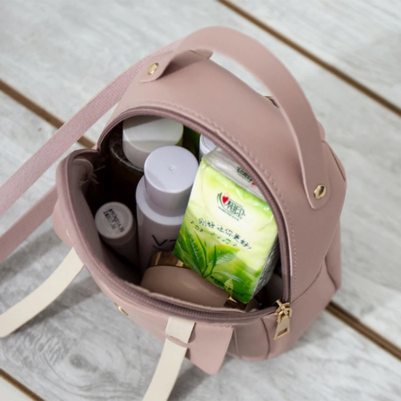 

S.IKRR Women Mini Backpack Designer Fashion Leather Panelled Backpack Cute Shoulder Bag For Teenage Girls Travel Small Bags New