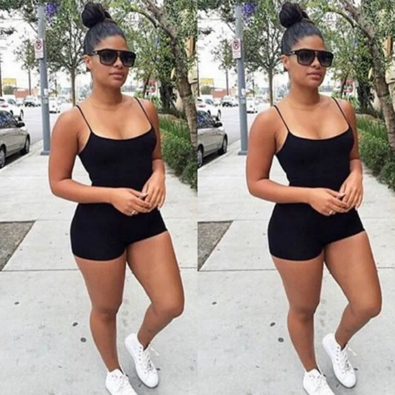 Комбинезон женский без рукавов пикантный однотонный Облегающий комбинезон для