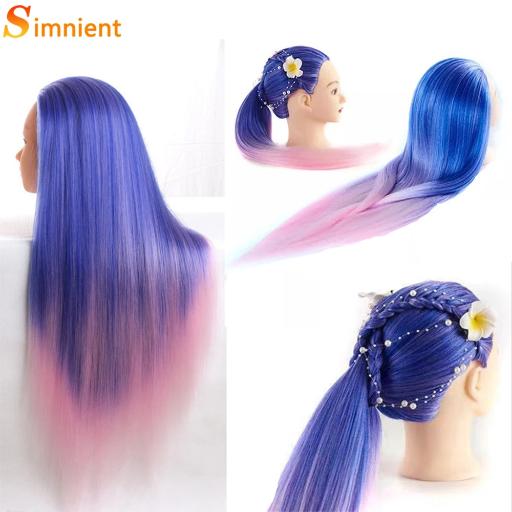 

28" 100% High Temperature Firber Colorful Hair Doll Heads Nice Hairdressing Training Head Nice Dummy Hairdresser Mannequin Head