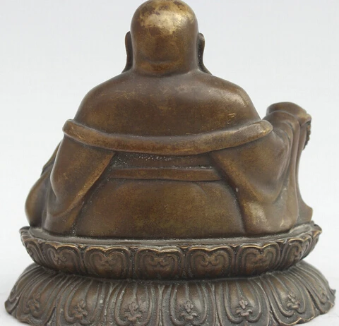 Китайское народное бронзовое сиденье счастливый смех Майтрейя богатство Будды 6