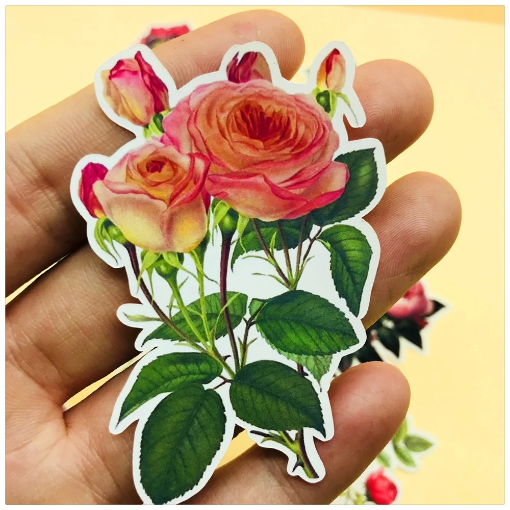 

16Pcs/Pack Diary Vintage Rose Flower DIY Craft Scrapbooking Album Junk Journal Happy Planner Decorative Stickers