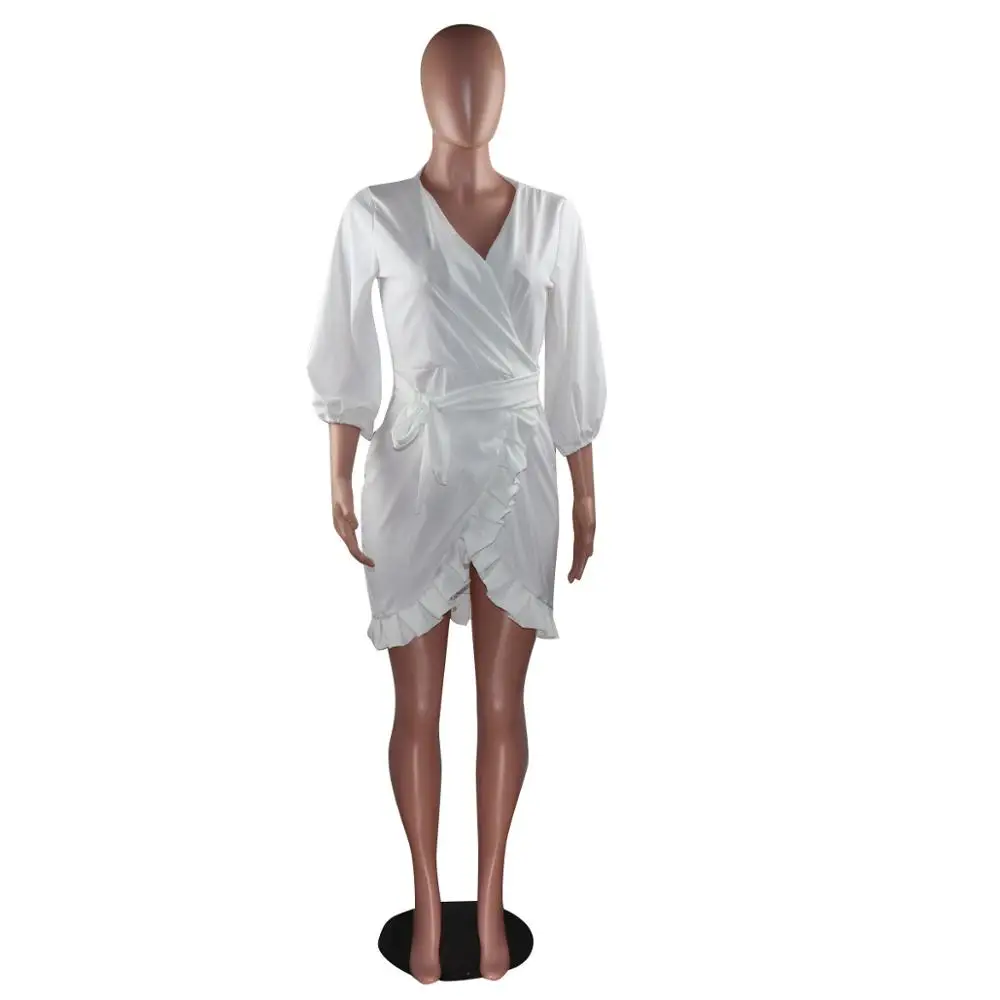 AVV сексуальное платье с рукавом-фонариком семь четвертей модное женское короткое