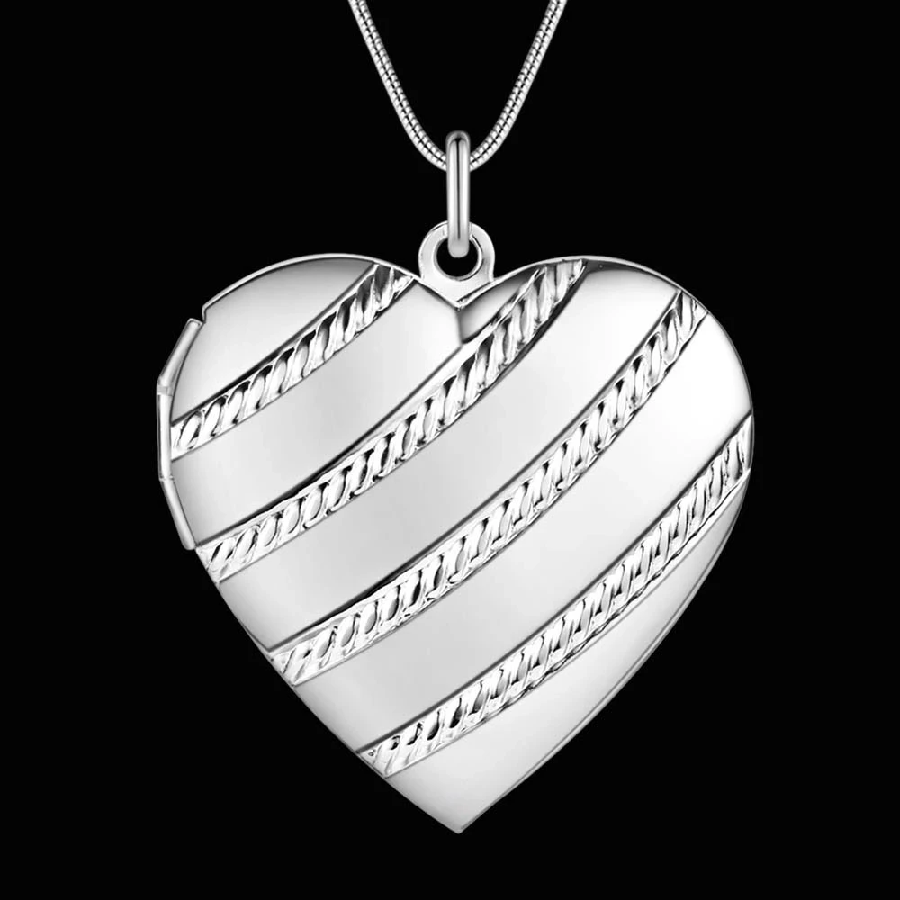 

Trending products 925 Stamped Silver Necklace Heart photo frame Pendant for woman Fashion brands party wedding Jewelry gifts