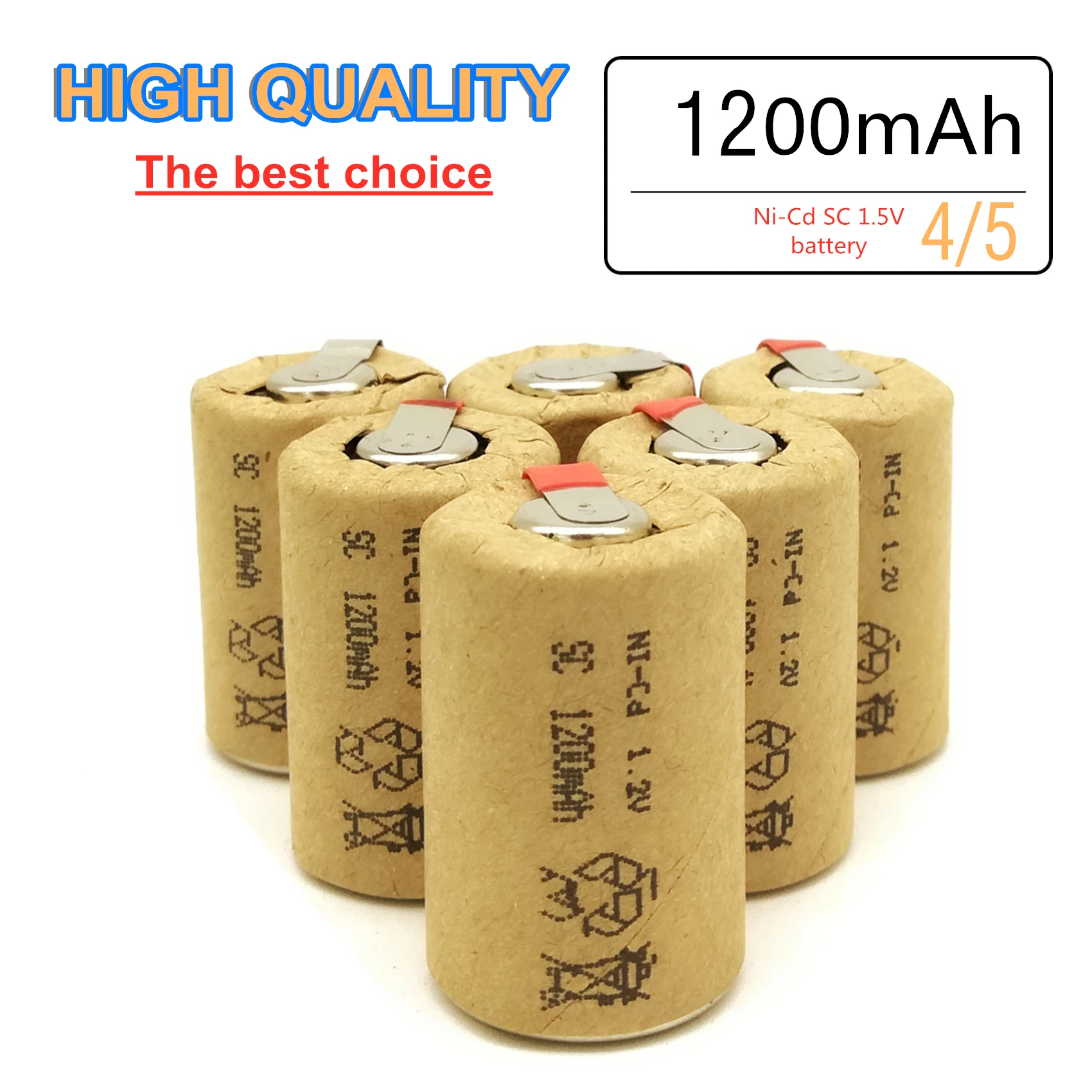 

32PCS High Quality 4/5 SC Sub C NI-Cd 1.2V 1200mAh Rechargeable Battery With Tabs, For Screwdriver Electric Tools