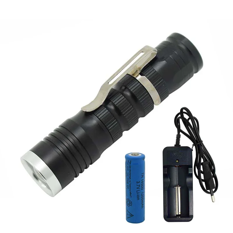 Zoomable Small LED Flashlight Mini Adjustable Focus Torch Waterproof Pen Flash Light Camping Lamp By 14500 Rechargeable Battery | Лампы и