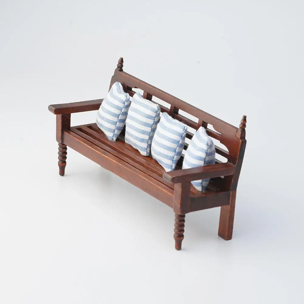 

1:12 Doll House Doll House Simulation Model Wood Sofa Doll 1/6 For 1/12 Or Recommend 5 + Houses Suitable Scale Cushions B3Y8