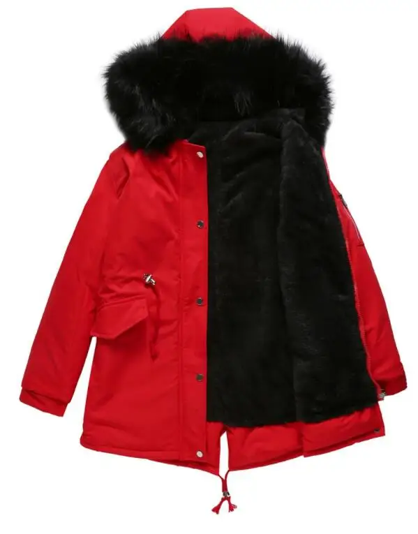 VXO New Winter Fur Collar Coats Women Keep Warm Cotton Wadded Hooded Parkas Medium-Long Parka Thickness Snow Outwear