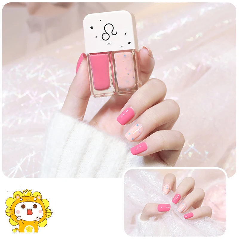 Two Bottles 6ML Set Nails Gel Polish Waterborne Shiny Quick Drying No Bake Nail Combination DIY 2 In 1 Art | Красота и здоровье