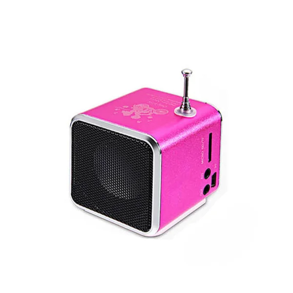 Magenta TD-V26 цифровой мини FM радио Динамик Приемник с ЖК-дисплеем стерео громкий динамик Поддержка Micro TF карта Mp3 музыкальный плеер usb зарядка - Цвет: Magenta