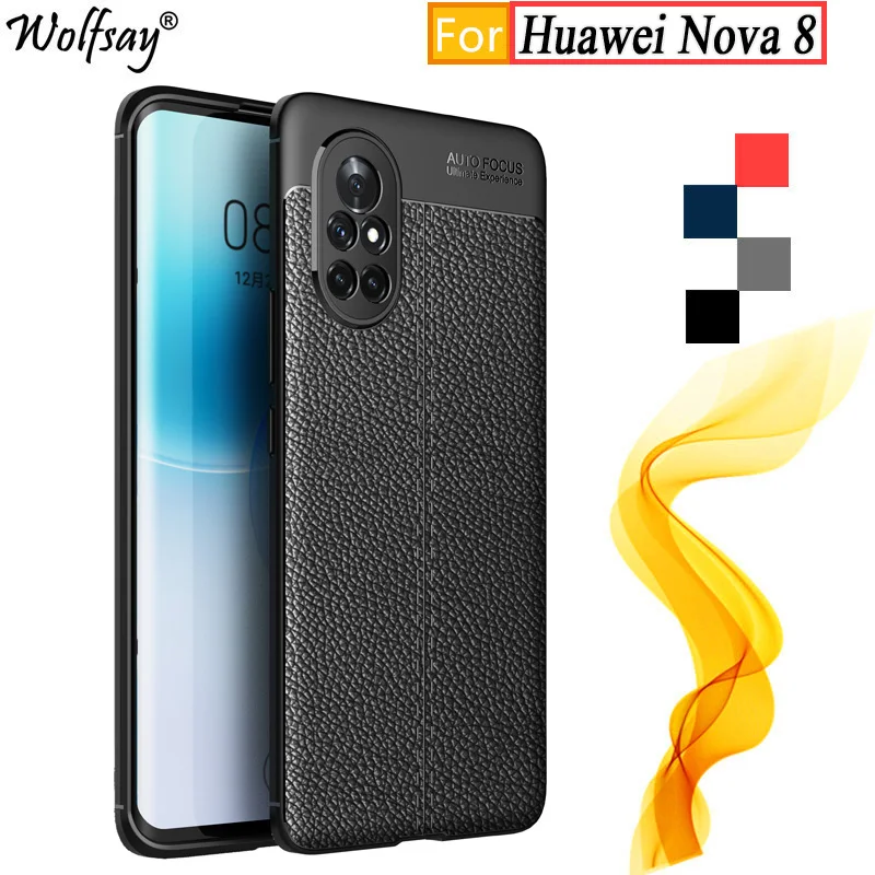 

For Huawei Nova 8 Case For Huawei Nova 8 5G Bumper Anti-knock Rubber Housings Leather Silicone Back Case For Huawei Nova 8 Cover