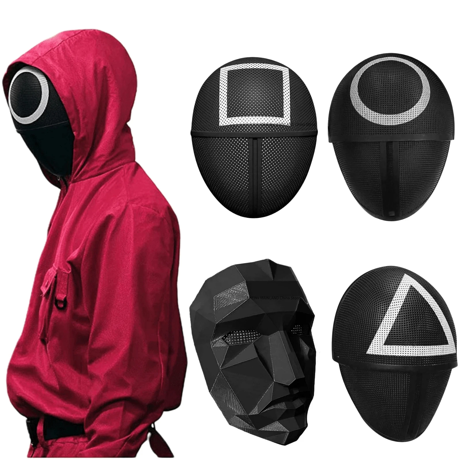 

Squid Game Mask Cosplay Pretends Round Triangle Six Square Circle Plastic Korean Series Masks Halloween Party Accessories Gift