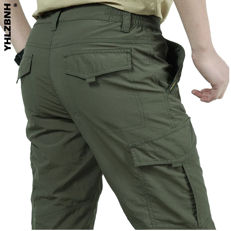 

Мужские легкие дышащие тонкие быстросохнущие Свободные Комбинезоны YHLZBNH с карманами, повседневные армейские военные тактические брюки-кар...