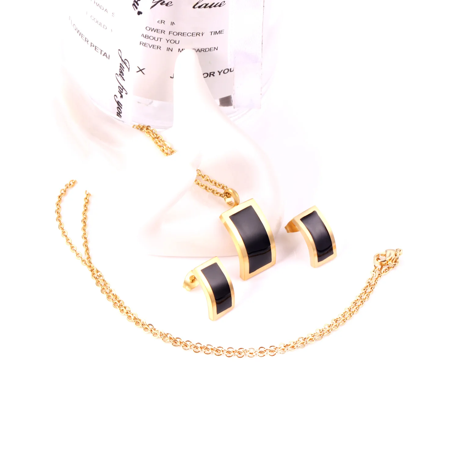 LUXUKISSKIDS Ювелирные наборы из нержавеющей стали с черной ракушкой и бабочкой