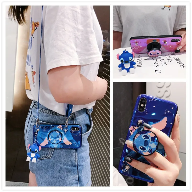 4pcs For Huawei P30 P20 stitch Angel case Cartoon Soft back mate20 pro honor20 nova 345 9X 8X cover +toy+strap |