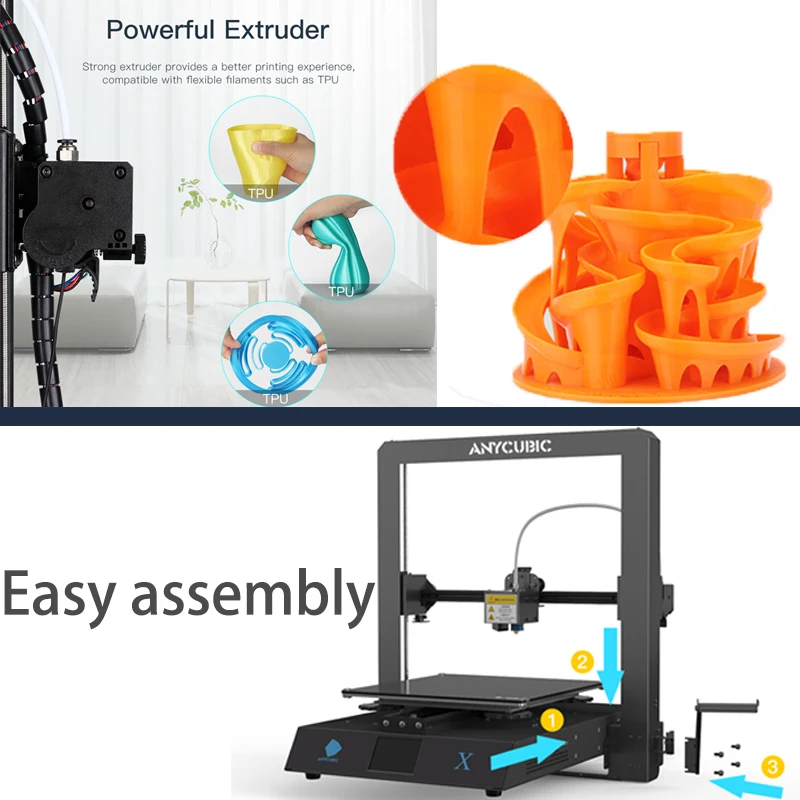 Большой 3D-принтер ANYCUBIC Mega X размер печати 300*300*305 мм источник питания Meanwell Ultrabase