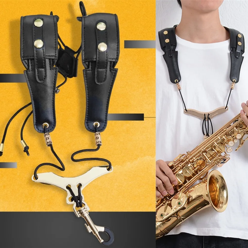 Professional Saxophone Leather Shoulder Sax Neck Strap Adjustable For Tenor Alto Saxs Neck Strap Sax Harness Saxophone Strap enlarge